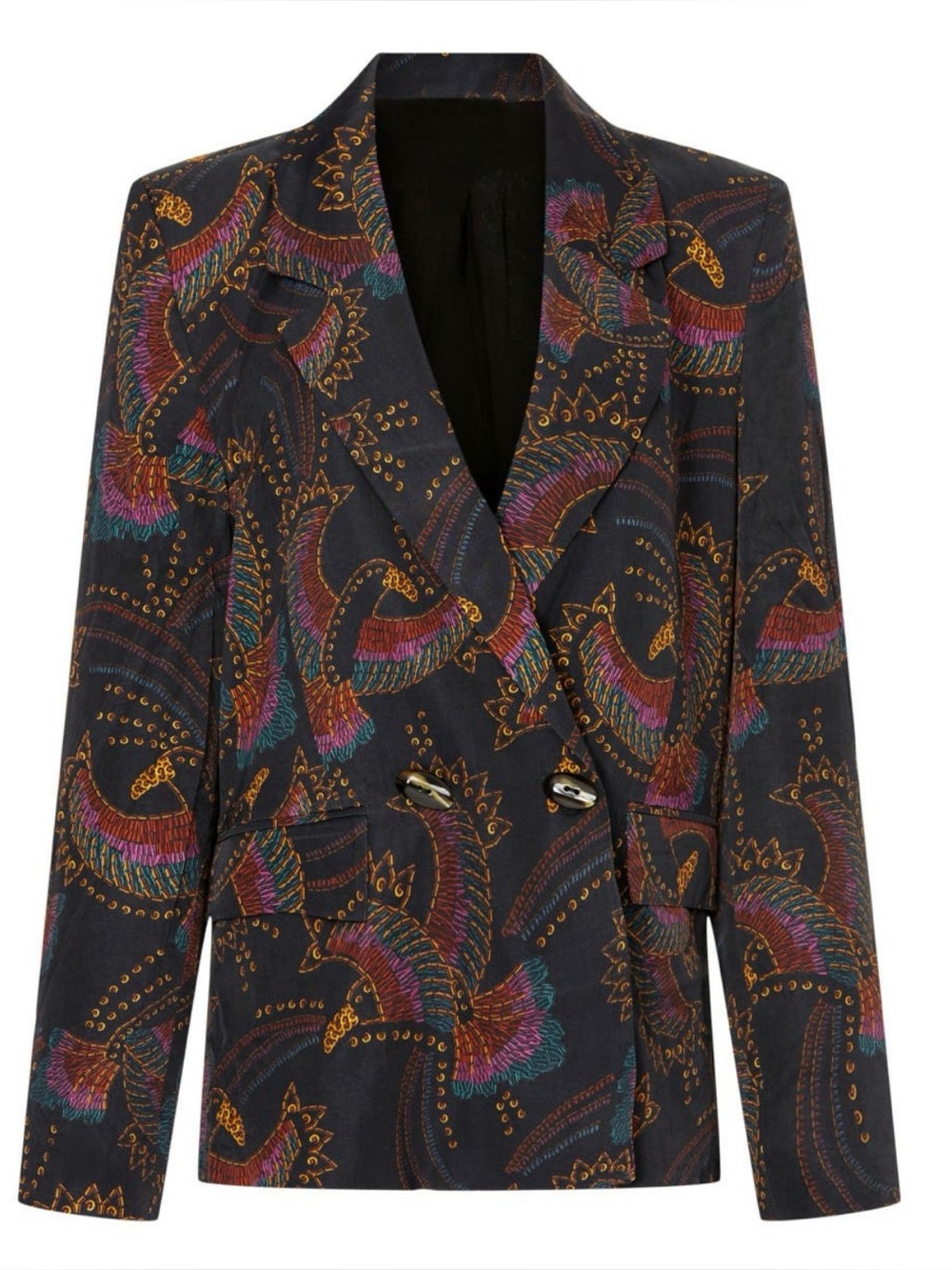 NWOT FARM RIO Navy Multicolor Printed Blazer